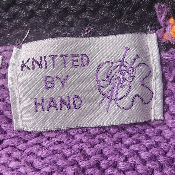 Vintage Halloween Sweater Vest XL Hand Knit Witchy Scarecrow Kitschy Teacher - Picture 10 of 11